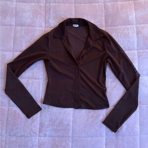 Garage Dark Brown Women's Button-Down Shirt